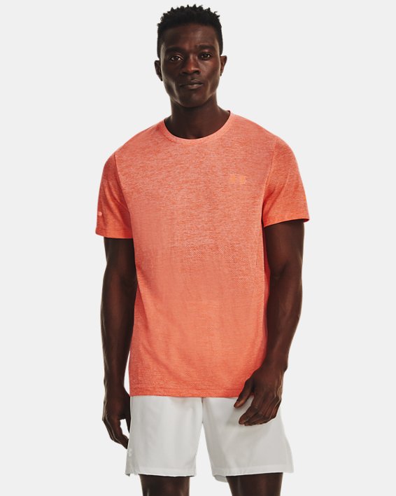 Men's UA Seamless Stride Short Sleeve, Orange, pdpMainDesktop image number 0